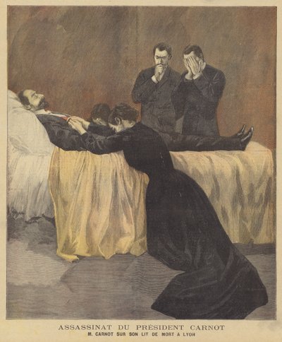 Presidente Carnot em seu leito de morte em Lyon de French School