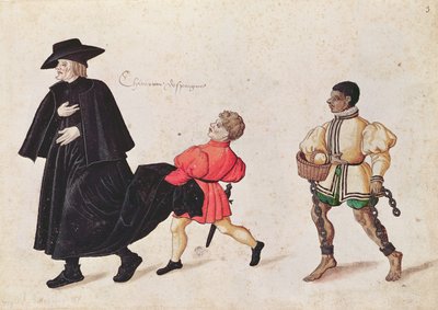 Padre com um servo menino e escravo espanhol de French School
