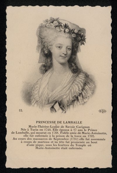 Princesse De Lamballe (litho) de French School