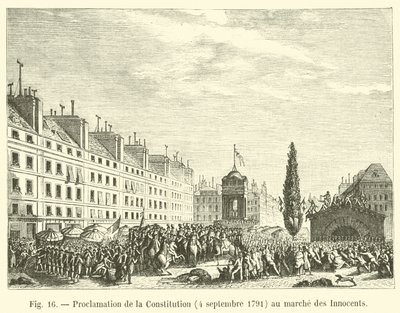 Proclamação da Constituição, 4 de setembro de 1791, no Mercado dos Inocentes de French School