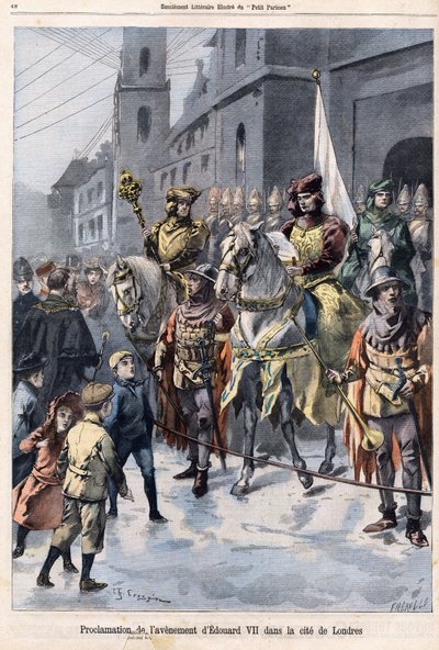 Proclamação do futuro de Eduardo VII Rei de Inglaterra (1841-1910) no dia da morte da Rainha Vitória em 22 de janeiro de French School