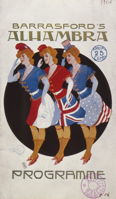 Programa para o Alhambra Music Hall em Paris, 1906 de French School