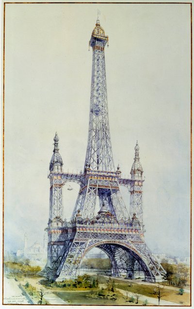 Projeto de modificação da Torre Eiffel para a exposição de 1900 (maio de 1896). Gravação a partir de 1896. Paris, Arquivo Nacional de French School