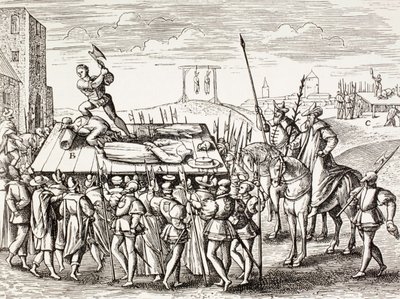 Punições decretadas pelo rei Henrique VIII contra os católicos ingleses, de "A vida militar e religiosa na Idade Média", de Paul Lacroix, publicado em Londres, c. de French School