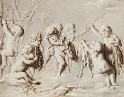Putti brincando com a cabra Amalthea de French School