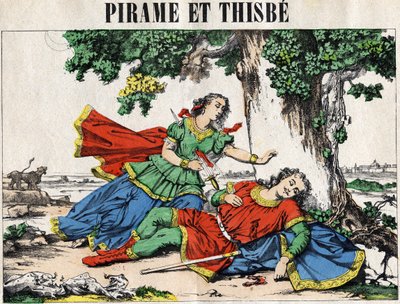 Pyramus (Pirame) e Thisbe, conto de Ovid em "The metamorphoses". de French School
