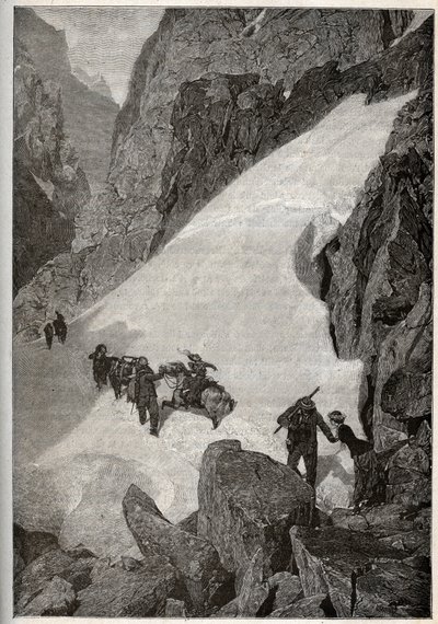 Pirenéus - ascensão do Pic du Midi - gravura em "PATRIE" - DESCRIÇÃO PIQUE DE LA FRANCE EN 6 VOLUES BY LUCIEN HUARD - final do século XIX de French School