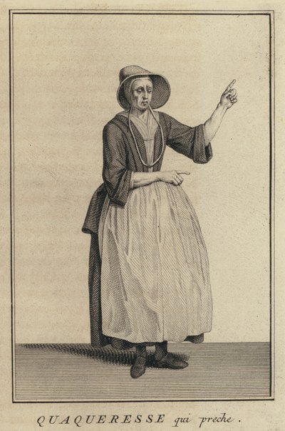 Pregação da mulher Quaker (gravura) de French School