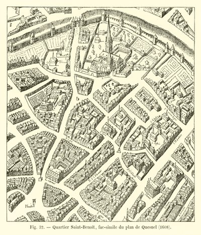 Distrito de Saint-Benoit, fac-símile do Plano Quesnel, 1608 de French School