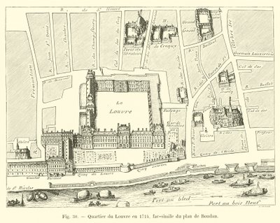 Louvre em 1714, fac-símile do plano de Boudan de French School
