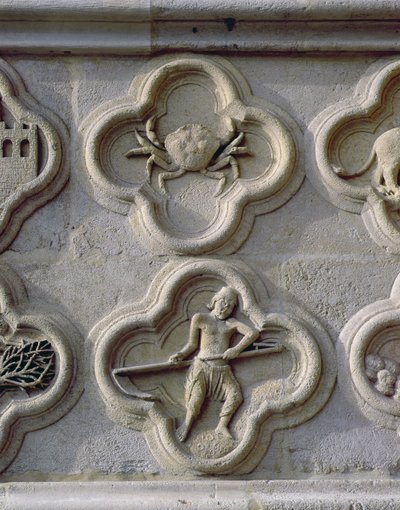 Quatrefoils representando Câncer e junho, c.1220 de French School