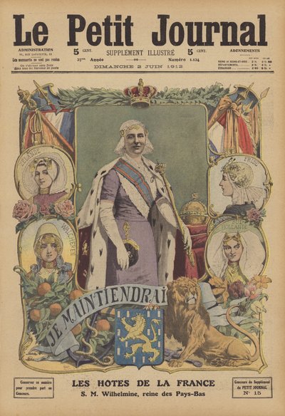 Rainha Wilhelmina dos Países Baixos (cor litho) de French School