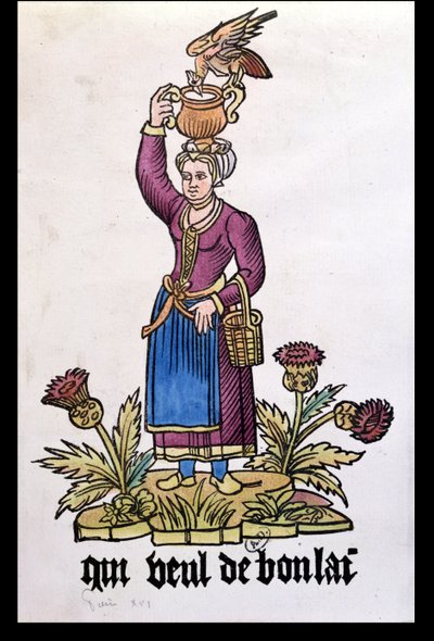 Quem quer bom leite, leiteira da série O Cree de Paris, cópia de uma edição de 1515 de French School