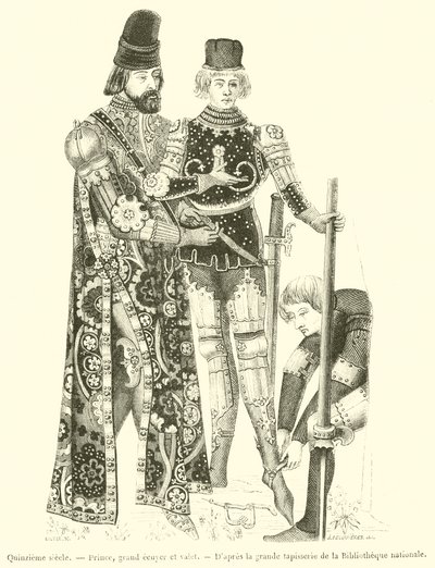 Século XV, Príncipe, grande escudeiro e camareiro (gravura) de French School