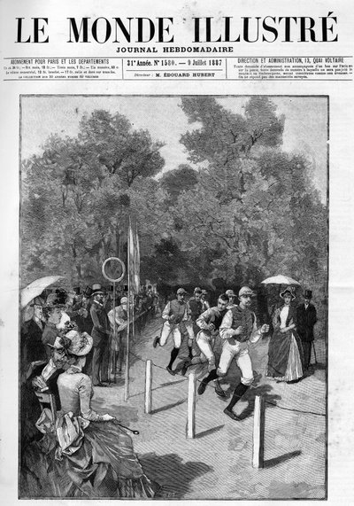 Corrida do Racing Club no Bois de Boulogne, em 1887. de French School