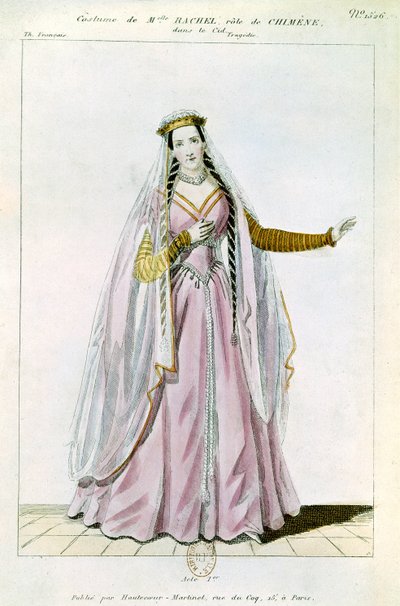 Rachel no papel de Chimene em &39;Le Cid&39; de Pierre Corneille (1606-1684) impresso por Hautecoeur-Martinet de French School