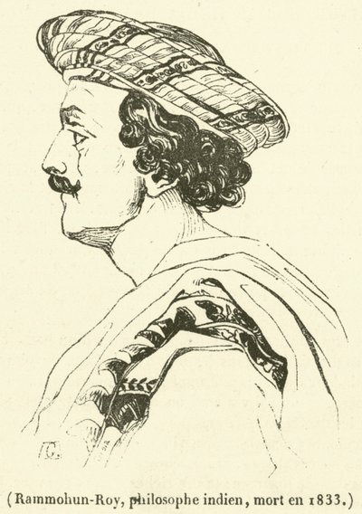 Rammohun-Roy, filósofo indiano, morreu em 1833 (gravura) de French School
