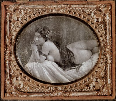 Nu reclinado, c.1850, de um livro de fotografia publicado em 1980 de French School