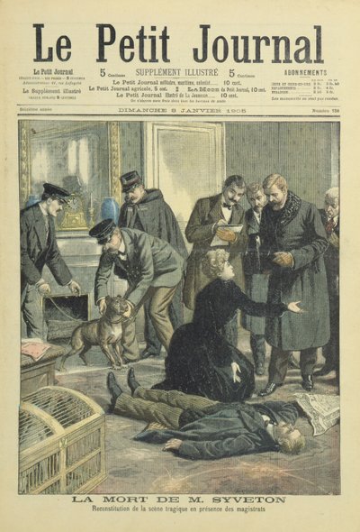 Reconstrução da morte de Gabriel Syveton, capa ilustração do Le Petit Journal, 8 de janeiro. 1905 de French School