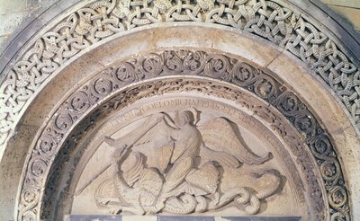 Alívio do tímpano representando São Miguel e o dragão, 1137 de French School