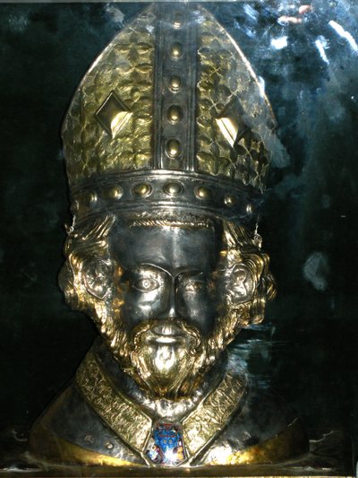 Cabeça relicário de St. Polycarp (prata e ouro) de French School