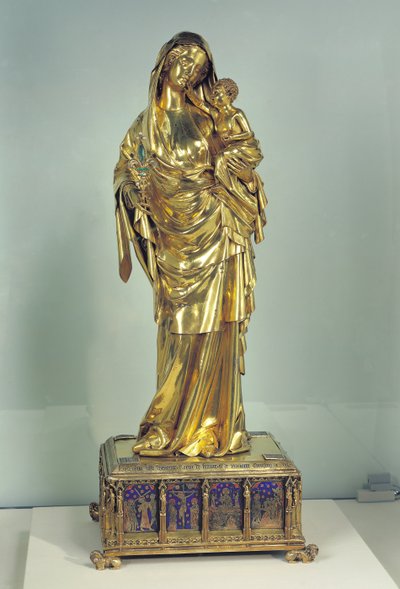 Relicário da Virgem de Jeanne d&39;Evreux, c, 1324-29 (ouro e prata) (para detalhes ver 110882) de French School