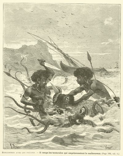 Rencontres Avec Les Poulpes (gravura) de French School