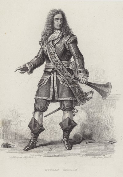 Rene Duguay-Trouin, corsário francês (gravura) de French School