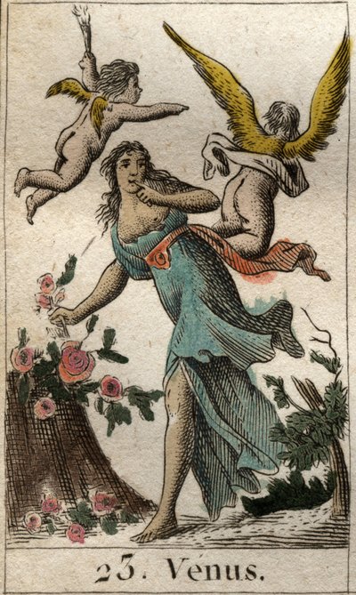 Representação de Vénus, deusa do amor, da beleza e da fertilidade. Da "Mitologia da Juventude" de Pierre Blanchard 1803. de French School