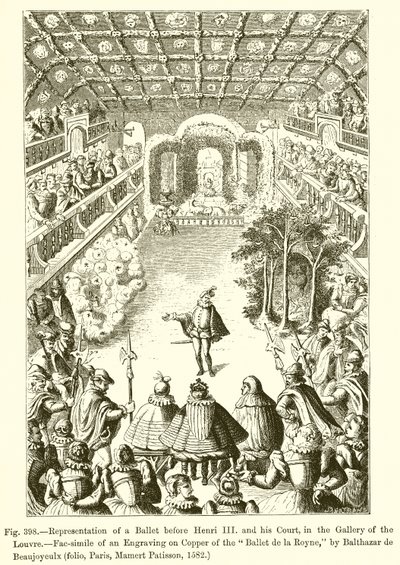 Representação de um Ballet antes de Henri III e seu Tribunal, na Galeria do Louvre de French School