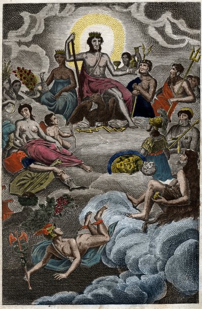 Representação da Assembleia dos Deuses no monte Olimpo ou Doze Olimpíadas. da "Mitologia da Juventude" de Pierre Blanchard 1803. de French School