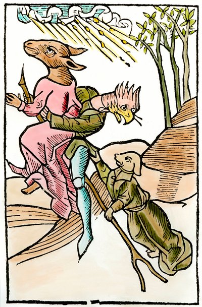 Representações de demónios e lamas retiradas do comércio demonológico "De lamiis et phitonicis mulieribus" (Des witches et des devineresses) de Ulrich Molitor editado por Johan Pruss (activo cerca de 1488-1493). 1499. Paris. Artes Decorativas de French School