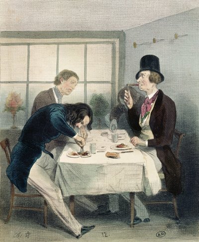 Restaurante na rue Saint-Jacques em Paris, c.1840 de French School