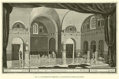 Restituição do frigidarium, ou grandalle dos banhos do palácio de French School