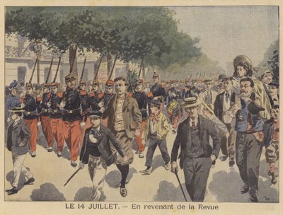 Voltando do desfile do Dia da Bastilha para casa (cor litho) de French School