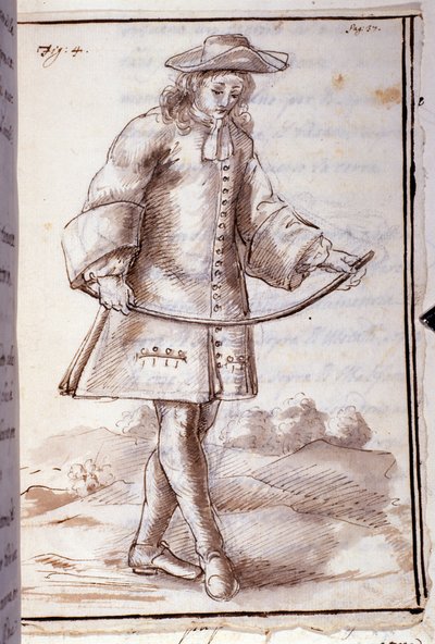 Rhabdomancy - rhabdomancy - sourcellerie - em "Física oculta, ou Tratar da varinha de condão e sua utilidade para a descoberta das fontes das minas das caches, dos ladrões e dos murtriers fugitivos, etc". - por Pierre Le Lorrain (Abbe de Vallemo de French School