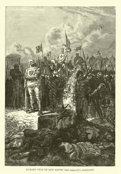 Richard Coeur de Lion tendo os sarracenos decapitados de French School