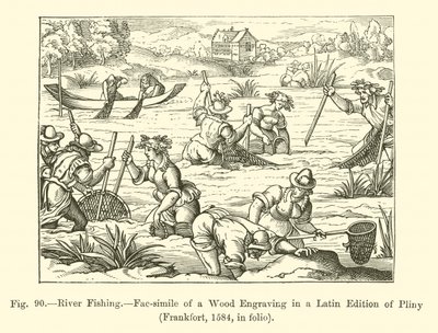 Pesca no rio (gravura) de French School