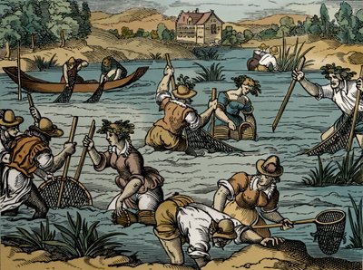 Pesca Fluvial, a partir de 1584 (gravação) de French School