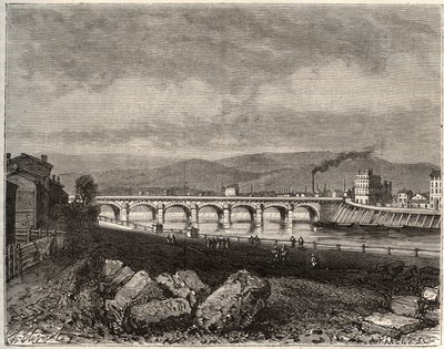 Roanne - Loire, na região de Rhone-Alpes - gravura em "La France illustree: geography, history, administration statistique" de V.A. Malt-Brown. 1884 de French School