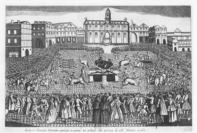 Robert-François Damiens executado na Place de Greve, Paris, 28 de março de 1757 de French School