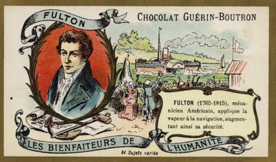 Robert Fulton, engenheiro e inventor americano (chromolitho) de French School