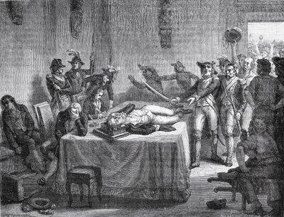 Robespierre Esperando por Execução Tendo Disparado na Própria Mandíbula em 1794 de French School