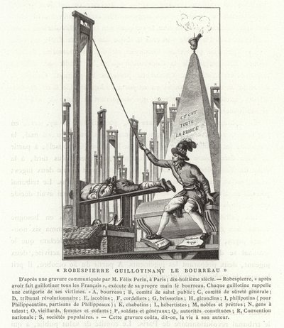 Robespierre guilhotinando o carrasco, Revolução Francesa de French School