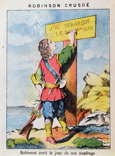 Robinson Crusoe escreve a data do naufrágio de French School