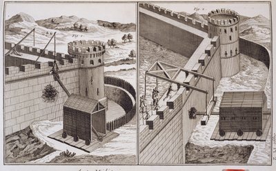 Carneiros Roman Battering, da Encyclopédie des Sciences et Metiers por Denis Diderot (1713-84), publicado c.1770 de French School