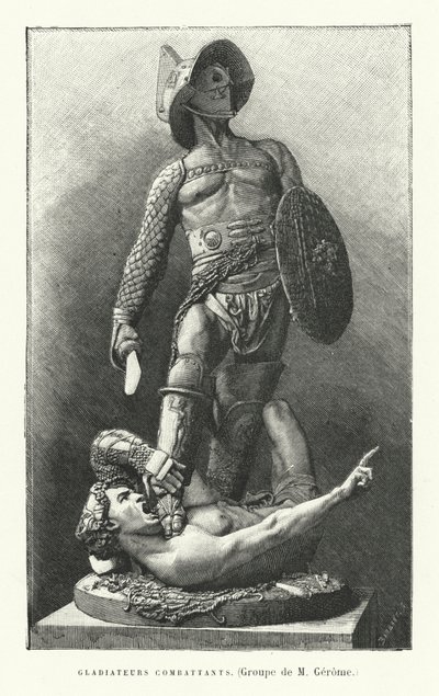 gladiadores romanos lutando (gravura) de French School