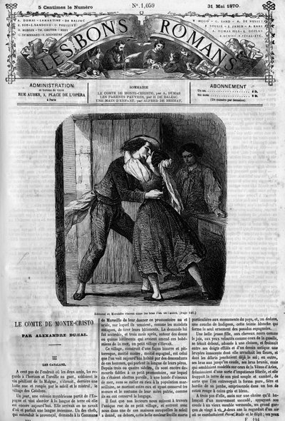 Série romana: "O Conde de Monte Cristo" (Monte-Cristo) de Alexandre Dumas (1802-1870). Cena de sexo entre Edmond Dantes e Mercedes. Gravação em "Les bons romances". de French School
