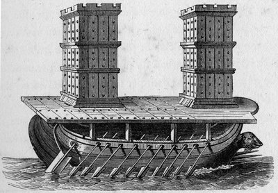 Roman, um navio torre. Gravura em "La Marine et les colonies: comércio de French School