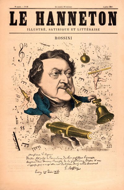 Rossini de Le Hanneton, pub.4 Julho 1857 (cor litho) de French School